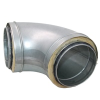 Sistem Ventilasi HVAC Kelautan Saluran Udara Spiral Logam Pra-Insulasi Dinding Ganda Bulat dengan Siku Tekan