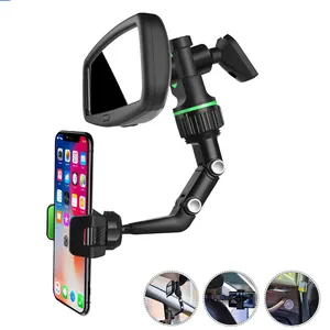 Telephone Car Holder 360 Degree Rotating Stand Rearview Mirror GPS Navigation Auto Phone Support Multifunctional Phone Holder