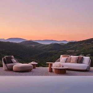 Salon de jardin en rotin en forme de L, structure en aluminium, résistant aux UV, rotin PE imperméable, pour villa, cour, balcon - Product Image 1