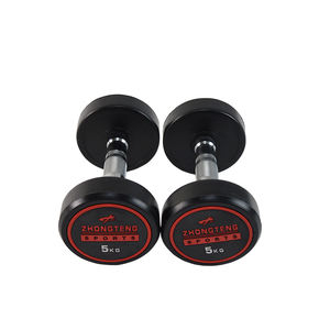<strong>5kg</strong> black round rubber <strong>dumbbell</strong> <strong>set</strong> for gym equipment ZHONGTENGSUBO beautiful and durable steel - Product Image 4