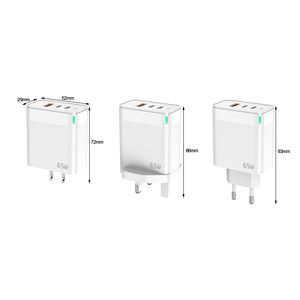 <span class=keywords><strong>Chargeur</strong></span> PD3.0 rapide 65W de haute qualité avec protection OCP à 3 ports pour <span class=keywords><strong>prise</strong></span> UK/EU/US en gros pour téléphones mobiles - Product Image 6