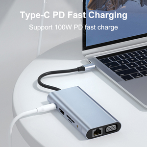 11-en-1 <span class=keywords><strong>usb</strong></span> <span class=keywords><strong>c</strong></span> hub gigabit ethernet 1000Mbps ty pe-<span class=keywords><strong>c</strong></span> vers hdmi-compatible vga 1000m rj45 pd 100w <span class=keywords><strong>usb</strong></span> 3.0 hub multiport Type <span class=keywords><strong>C</strong></span> HUB - Product Image 5