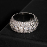 Bague Moissanite à 5 rangées en argent sterling 925, bijoux de mode brillants pour hommes, testeur de diamants réussi, beau cadeau