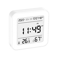 Termómetro Higrómetro Digital LCD 3 en 1 para Interiores con Reloj, Material ABS, Personalizable OEM/ODM