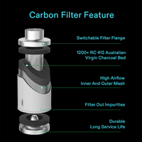 Filter Udara Karbon Aktif 4 Inci dengan Jaring Aluminium 12 Inci untuk Pengontrol Bau pada Ventilasi Kipas Inline Grow Tent
