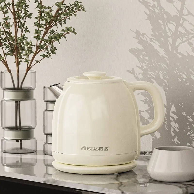 Yousdas neues Design Logo anpassbar 1,8 Liter doppelwandiger Retro-Wasserkocher Retro elektrischer Tee kessel für kochendes Wasser