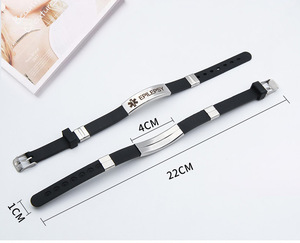 Gelang peringatan medis silikon Stainless Steel, hadiah perhiasan untuk alergi <span class=keywords><strong>Diabetes</strong></span>-pesona Fashion pria wanita - Product Image 4