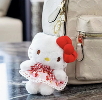 Porte-clés en peluche chat bleu avec nœud, 4 pouces, super doux, en coton PP, jouet en peluche de haute qualité