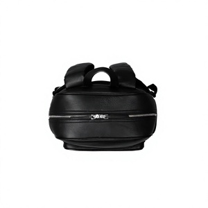 Modern Unisex PU Leather <b>Backpack</b> Solid Black Zipper Closure Front Pocket Adjustable <b>Strap</b> Durable 20-30L Daily Use - Product Image 3