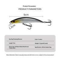 Leurre Bionique Sea Dog Flottant Minnow à Lame Courte, Appât Artificiel Dur avec Hameçons, Matériel de Pêche en Plastique pour la Pêche en Mer, Vente en Gros