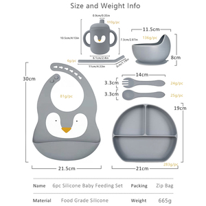 Juego de alimentación para bebés de 6 piezas con cubiertos, plato de silicona de grado alimenticio, libre de BPA, ecológico, RTS en stock, logotipo personalizado - Product Image 2