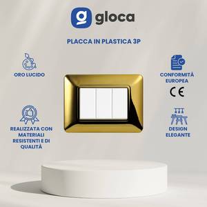 Interruptores de pared Gloca de 3 bandas, 3P, plástico dorado brillante, duradero, para Matix - Product Image 3