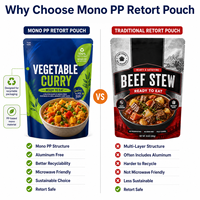 Couscous Méditerranéen en Sachet Retortable Mono PP, Emballage Personnalisé, Repas Sain Prêt à Consommer