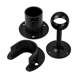 Support mural robuste en acier inoxydable noir pour tringle de placard, support de fixation pour tringle à vêtements et tringle à rideau - Product Image 2
