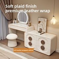 Nouvelle coiffeuse en bois massif style crème, éclairée, style nordique, pour célébrités d'Internet, avec tiroirs intégrés pour chambre moderne