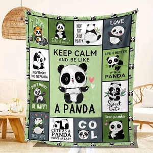 Couverture rectangulaire à imprimé Panda mignon, en polyester et coton, décoration de la maison, douce et confortable, utilisation quatre saisons - Product Image 1