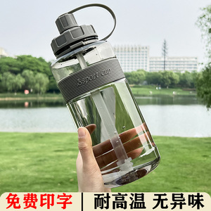 Plastic Water Bottle Large Capacity Portable Outdoor Sports Fitness Cup With Straw Heat Resistant Three Piece Set - Product Image 3
