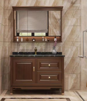 Meubles-lavabos de salle de bain modernes à double vasque, design spécial nord-américain, finition peinture bois, résistants à l'eau, à poser au sol, en quartz