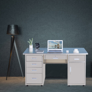 Stainless Steel Computer <b>Desk</b> With Drawers And Cabinet Office <b>Study</b> <b>Desk</b> Ows 00400 - Product Image 1