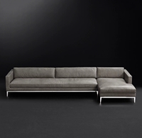 Meubles de luxe haut de gamme sur mesure, canapés en cuir en forme de L pour hôtel, couvertures en cuir modernes pour salon