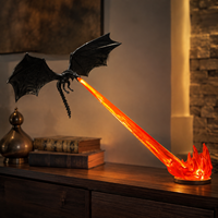 Veilleuse LED Dragon Noir USB à Activation Sonore, Ornement Gothique Médiéval, Cadeau Fantastique, Décoration de Chambre