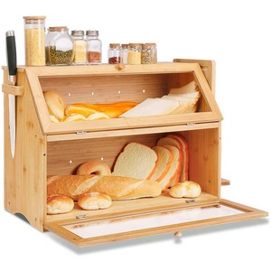 Two-layer Extra Large Capacity Bread Box for Kitchen Counter with Cutting Board