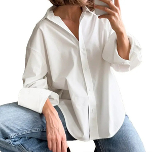 Camisas de Manga Larga Premium, Blusa Elegante de Chifón para Verano, Camisas de Oficina para <span class=keywords><strong>Mujer</strong></span>, <span class=keywords><strong>Camisa</strong></span> Blanca <span class=keywords><strong>Oversize</strong></span> con Botones - Product Image 5