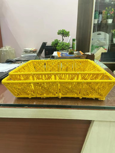 Yellow <b>Rectangle</b> Macrame <b>Storage</b> <b>Basket</b> Organizer Bin for Home Shelf Multifunctional Natural Rattan Handmade Woven - Product Image 2