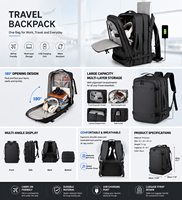 Sac à dos pour ordinateur portable unisexe léger et extensible de haute qualité avec chargement USB, imperméable en polyester Oxford avec fermeture éclair
