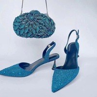 Élégantes chaussures de mariée violettes pour femmes, chaussures de soirée, sacs de soirée, sandales à talons hauts, ensemble sac à main, polyester, cuir véritable