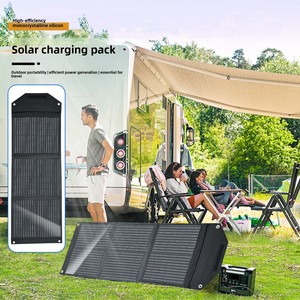 Chargeur solaire monocristallin portable 18V 60W, pliable, photovoltaïque, pour le camping en plein air, alimentation de secours - Product Image 1