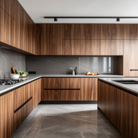 Offre Spéciale : Meuble de Cuisine Moderne VC HOME avec Plan de Travail en Verre Acrylique, Fermeture Silencieuse, Caisson en Contreplaqué pour Appartement