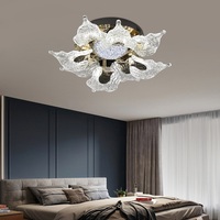 Lustre en cristal luxueux - Forme de feuille en verre - Design à double couche - Moderne - Doré - Hauteur réglable - LED à intensité variable - Garantie de 3 ans