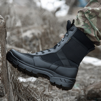 Bottes tactiques d'été, hautes, noires, respirantes, en mesh, pour l'extérieur, semelle épaisse, absorption des chocs, unisexe
