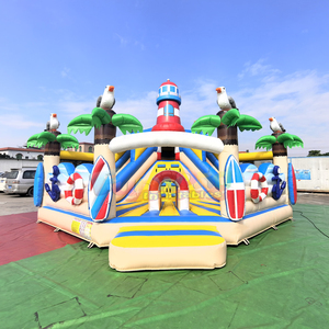 Château gonflable commercial pour enfants avec toboggan, combo phare gonflable, aire de jeux gonflable - Product Image 1