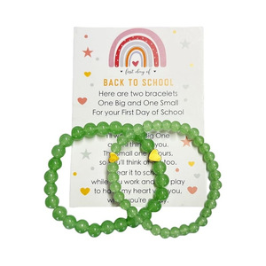 Set di Braccialetti Coordinati con Cuore per Mamma e Figlia, Regalo per il Primo Giorno di Scuola, Bracciali con Perline in Pietra Naturale - Product Image 3