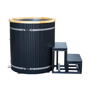 Bañera de Inmersión Fría de Lujo en Plástico Negro, Madera y Acero Inoxidable, para Hotel, Spa, Baño de Hielo, Equipo de Hidroterapia Comercial - Product Image 4