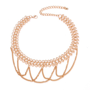 Collar de Cadena Metálica Geométrica a la Moda, Color Dorado, para Fiestas, Aleación de Zinc, Diseño en Forma de Ola y U - Product Image 5
