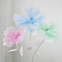 Fleurs artificielles en tulle pour décoration de mariage, accessoires photo faits main, fleurs en soie pour photographie de mariée, décoration d'allée centrale