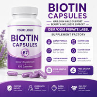 Capsules de biotine pour la croissance des cheveux, complément alimentaire, capsules de biotine pour cheveux, OEM, ODM, marque privée