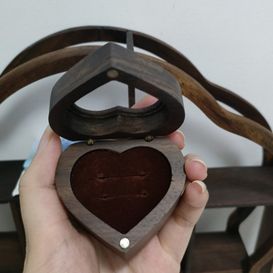 Scatola Porta Anelli in Legno a Forma di <span class=keywords><strong>Cuore</strong></span> con Coperchio Trasparente, Porta Anelli in Legno per Proposta di Matrimonio - Product Image 6