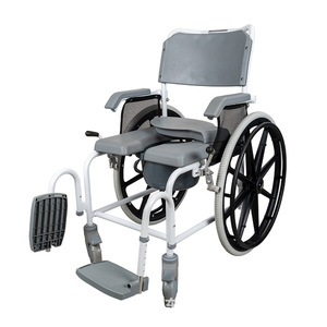 Multifunctional Commode Wheelchair Aluminum Alloy 55cm With <b>Small</b> <b>Wheels</b> For Elderly Shower Use - Product Image 2