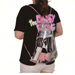 Sacs à cordon en PVC, taille moyenne, écologiques, sacs transparents tendance pour sacs cadeaux - Product Image 6