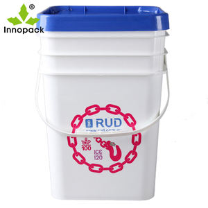 Seau rectangulaire et carré en plastique blanc avec logo personnalisé avec couvercle pour l'eau et l'essence - Product Image 2