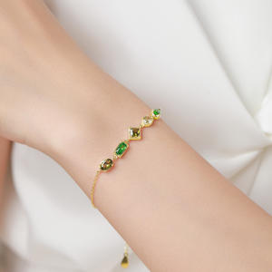 Pulsera de Cadena de Plata de Ley S925 con Circonitas Multicolores Estilo Bosque para Mujer, Joyería de Moda, Versión de Cobre Personalizable - Product Image 2