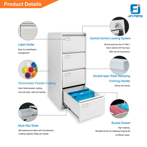 Chất lượng cao bán buôn kim loại dọc 2 3 4 ngăn kéo 2 ngăn kéo kim loại Tủ hồ sơ văn phòng Tủ Ngăn Kéo - Product Image 2