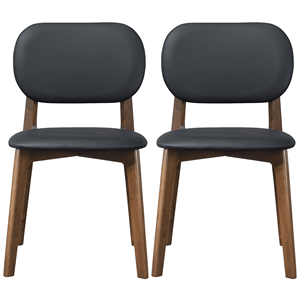 Ensemble de 2 chaises de salle à manger en bois massif DB Kelsey en cuir noir avec matériau PU pour salons entrepôts de bureau à domicile - Product Image 3