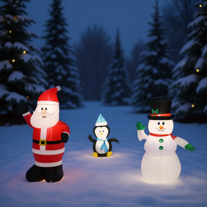 Décorations de Noël gonflables pour jardin, Père Noël, bonhomme de neige, pingouin, lumières de Noël extérieures, ensemble gonflable amusant en PVC de 9,8 pieds - Product Image 2