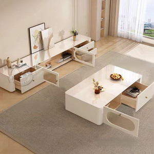 Nouvel ensemble de tables basses aspect ardoise 2026 pour salon, combinaison compacte de meuble TV de style luxueux pour petits appartements - Product Image 3