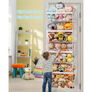 Stuffed Animal Storage 4 Tier Clear <b>Over</b> <b>Door</b> Organizer For Plush Toys Kids Room Storage Solution - Product Image 4
